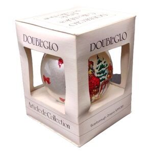 Vintage DOUBL*GLO Collectible Christmas Tree Ornament Bear Family Original Box